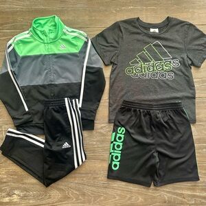 Adidas Youth Green and Gray Tracksuit Set